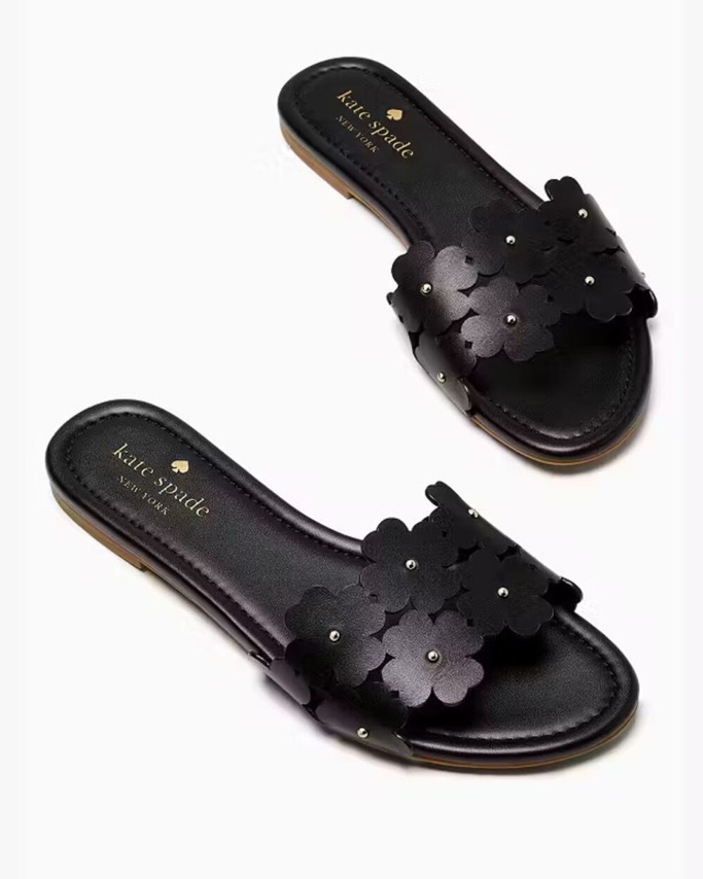 Kate Spade New York Daisy Field Black Leather Sandals Women’s Size 8.5